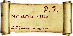 Páhány Tullia névjegykártya